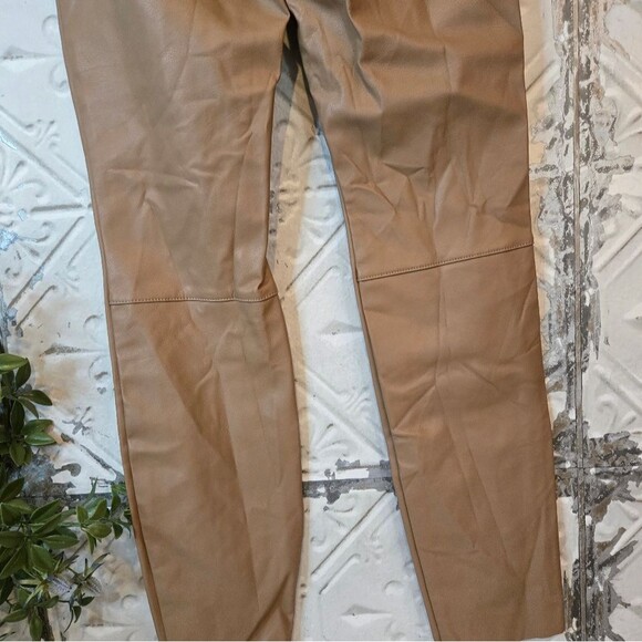 H&M Faux Leather Pull-On Leggings Tan Color Size 4 - Picture 8 of 11